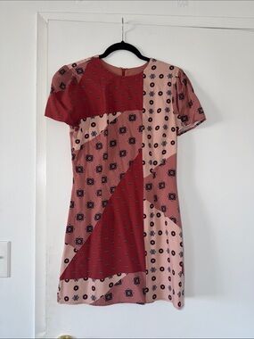 House of Harlow 1960 Pink and Red Patchwork Mini Dress